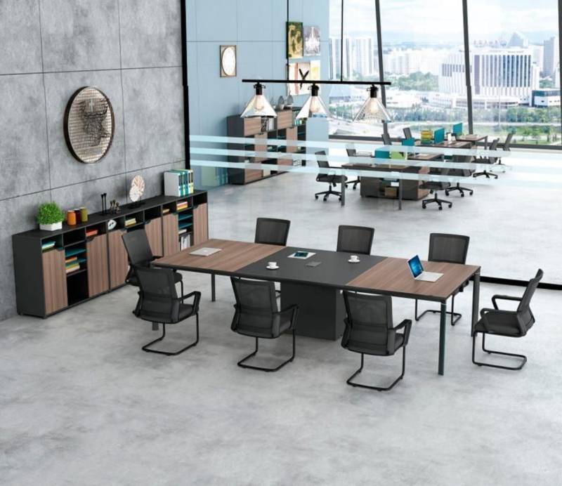 Komplettbüro Konferenztisch Schränke Bürotisch Schwarz Holz Büro 4tlg von JV Möbel