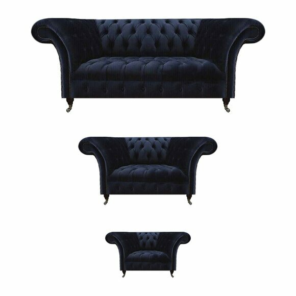 Komplette Chesterfield Dunkelblaue Sofagarnitur Designer Sitzmöbel 3tlg Komplette Chesterfield Dunkelblaue Sofagarnitur Designer Sitzmöbel 3tlg von JV Moebel