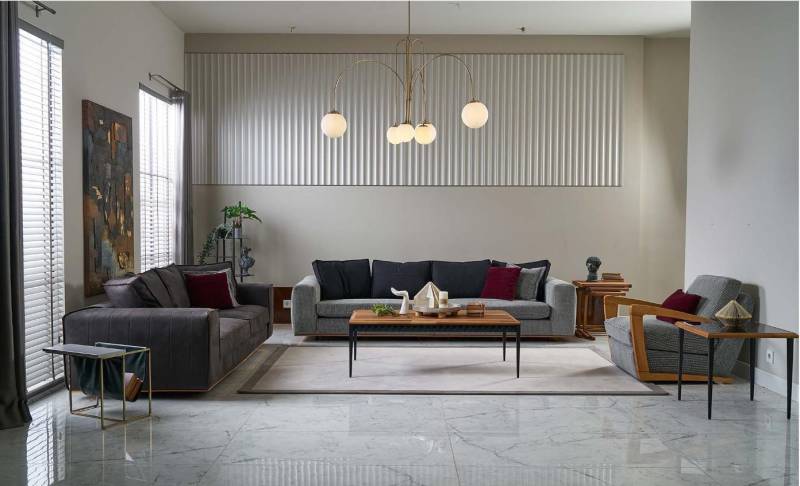 Komplette Couchgarnitur Sofa Stoffsofa Polstersofas Grau Set 4tlg Neu von JV Möbel