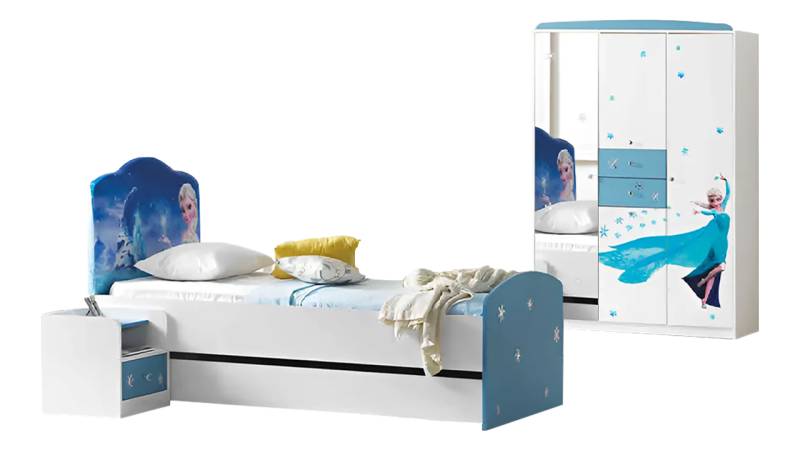 Komplette Etagenbett Kinderzimmer Bett Schrank Nachttisch 3tlg Blau von JV Möbel