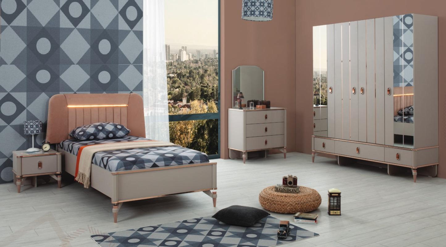 Komplette Jugenbett Kindermöbel Kinderbett Beige Holz Set 5tlg Modern Komplette Jugenbett Kindermöbel Kinderbett Beige Holz Set 5tlg Modern von JV Möbel