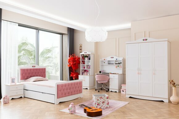 Komplette Kinderzimmer Garnitur Bett Schrank Schreibtisch Regal 6tlg Set Komplette Kinderzimmer Garnitur Bett Schrank Schreibtisch Regal 6tlg Set von JV Moebel