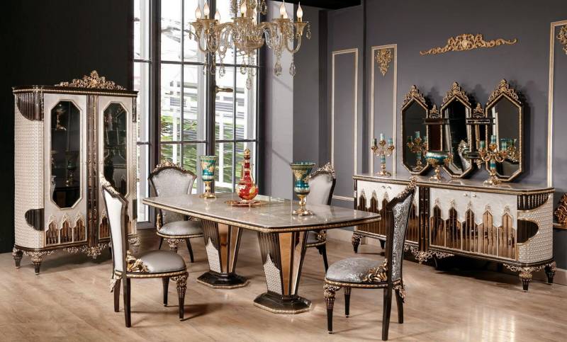 Komplette Klassische Esszimmer Gruppe Luxus Esszimmer Esstisch Stühle von JV Möbel
