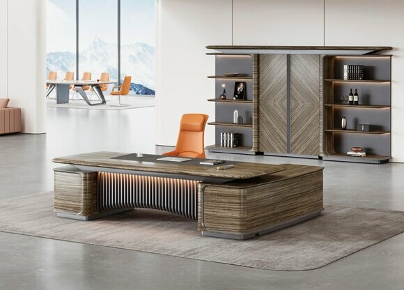 Komplettes Büro Set Designer Ecktisch Büroschrank Moderne Holz Möbel von JV Moebel