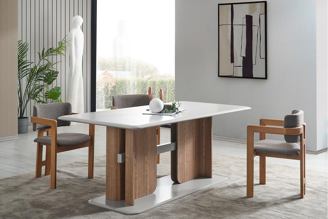Komplettes Esszimmer Set Rechteckiger Weißer Esstisch 4x Polsterstühle Komplettes Esszimmer Set Rechteckiger Weißer Esstisch 4x Polsterstühle von JV Möbel