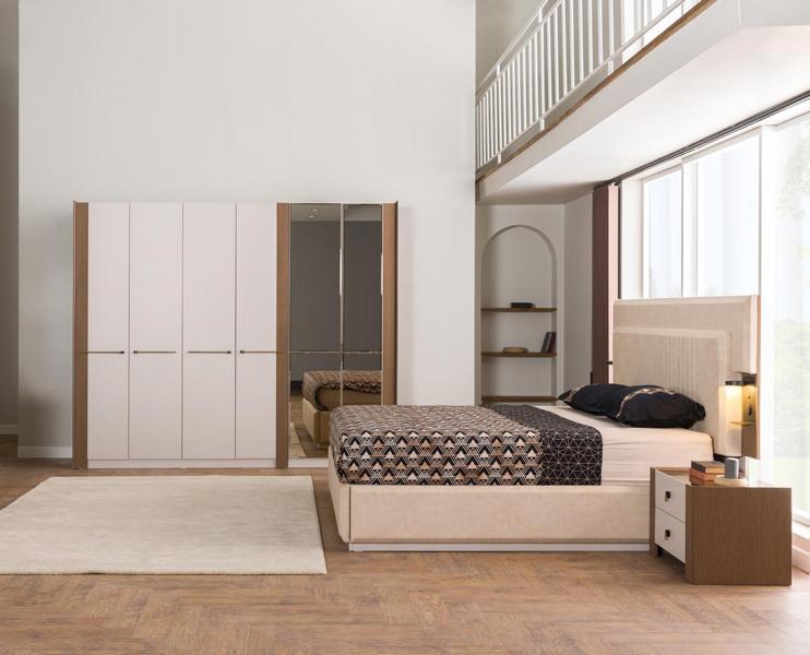 Komplettes Schlafzimmer Elternzimmer Garnitur Set Bett Nachttisch Schrank 4tlg von JV Möbel