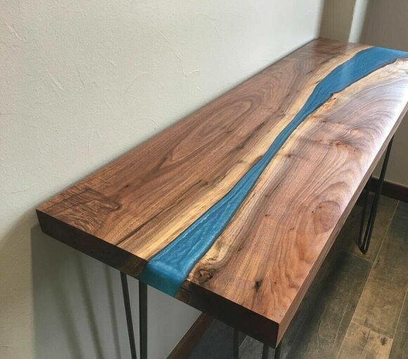 Konsolentisch Sideboard Echtes Holz Designer Tisch Epoxidharz Wasserfall von JV Möbel