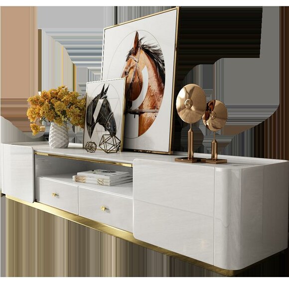 Konsolentisch Sideboard Metall Wandkonsole Anrichte Konsole Beistell Gold von JV Möbel
