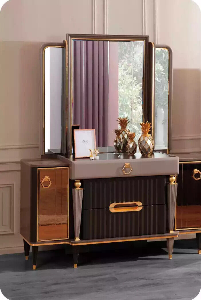 Konsoletisch Schminktisch Spiegel Gold Luxus Schlafzimmer Schmink Neu von JV Möbel