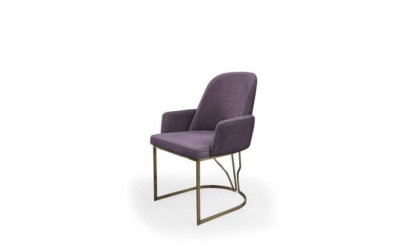 Küchenstuhl Stuhl Esszimmerstuhl Lehnstuhl Moderne Metall Stoff Lila von JV Möbel
