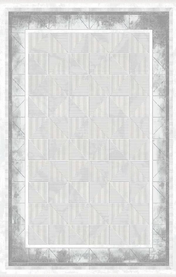 Kunstfaserteppich Teppich Geometrisches Muster Bordüre Kurzflor Grau von JV Möbel