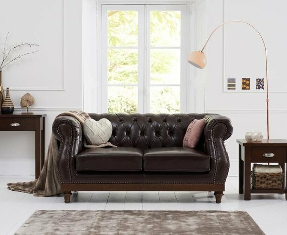 Leder Chesterfield Herrenclub Sofa Couch Polster Zweisitzer Braun von JV Möbel