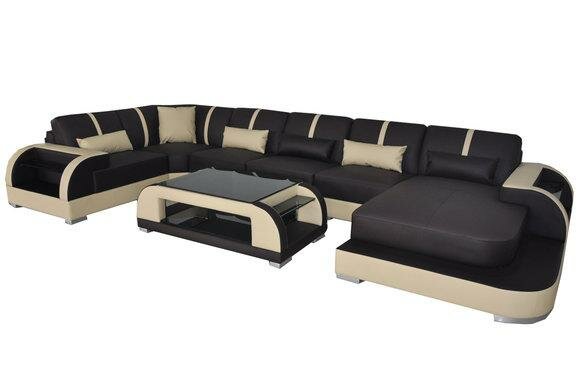 Leder Couch Polster Sitz Eck Garnitur Moderne Design Wohnlandschaft von JV Möbel
