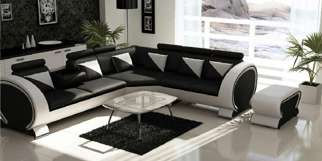 Leder Couch Polster Sitz Wohnlandschaft Design Modern Eck Garnitur Sofa mit USB von JV Möbel