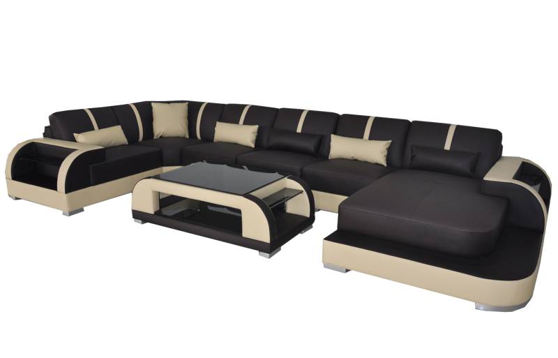 Leder Couch mit USB,Polster Sitz Garnitur Moderne Design Wohnlandschaft Sofas von JV Möbel