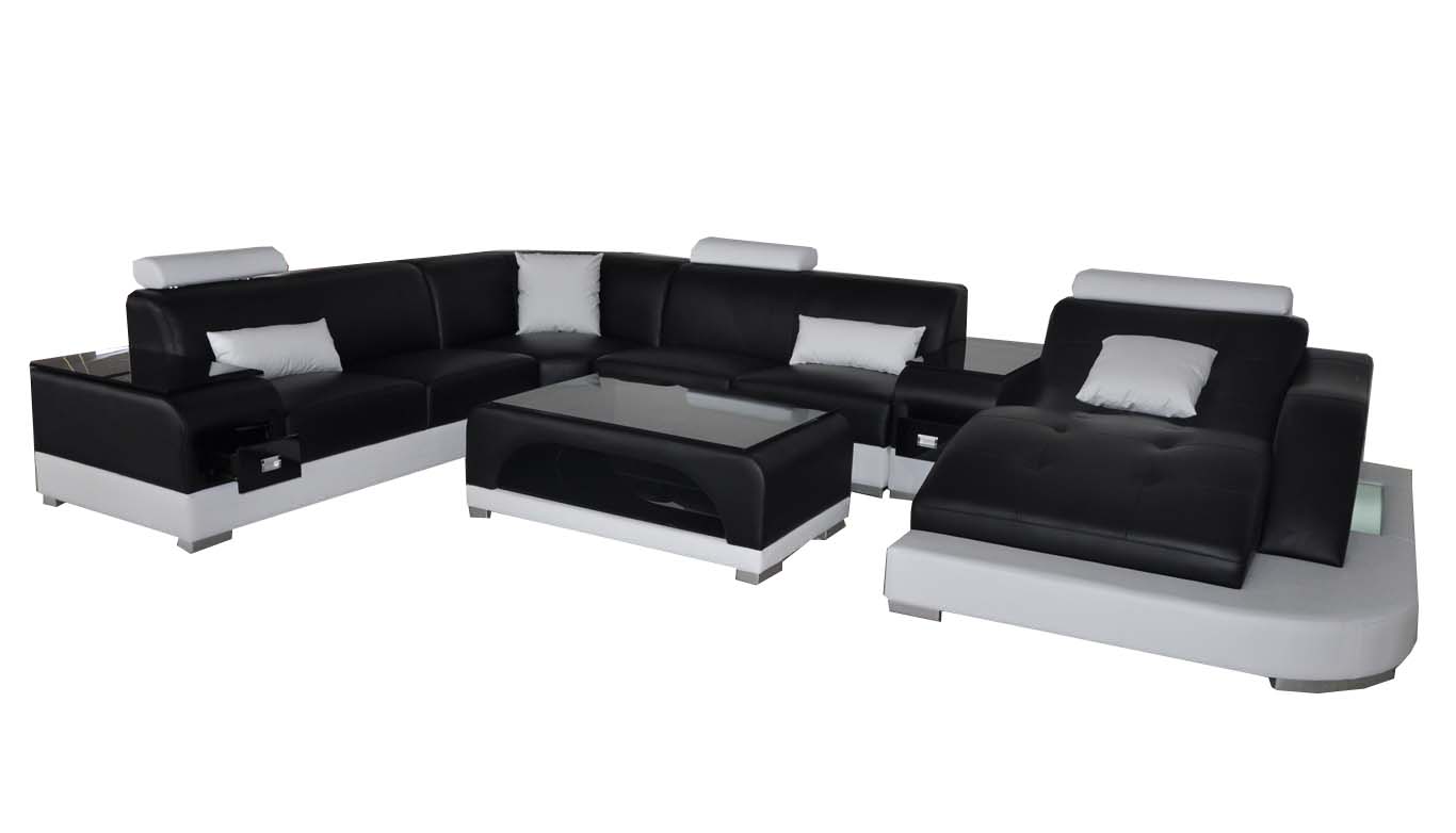 Leder Eck Sofa Eck Wohnlandschaft Garnitur Design Modern Couch Sofas UForm +USB Leder Eck Sofa Eck Wohnlandschaft Garnitur Design Modern Couch Sofas UForm +USB von JV Möbel