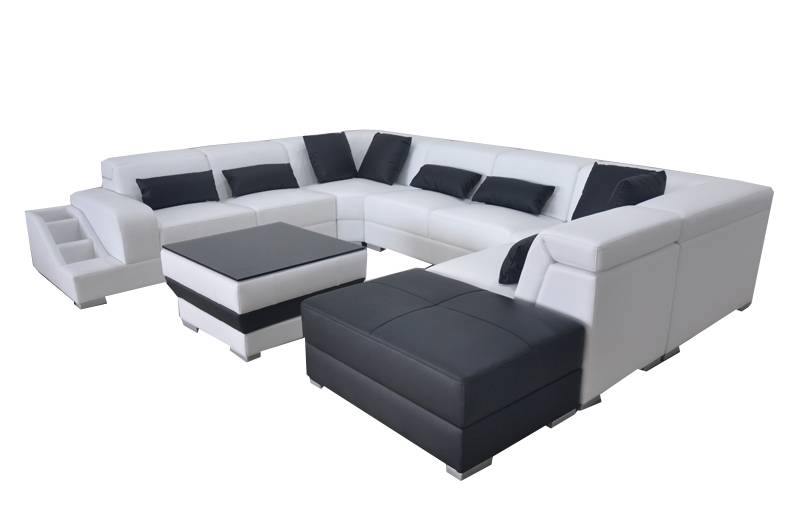 Leder Eck Sofa Wohnlandschaft Garnitur Design Modern Couch Sofas USB LED Weiß Leder Eck Sofa Wohnlandschaft Garnitur Design Modern Couch Sofas USB LED Weiß von JV Möbel