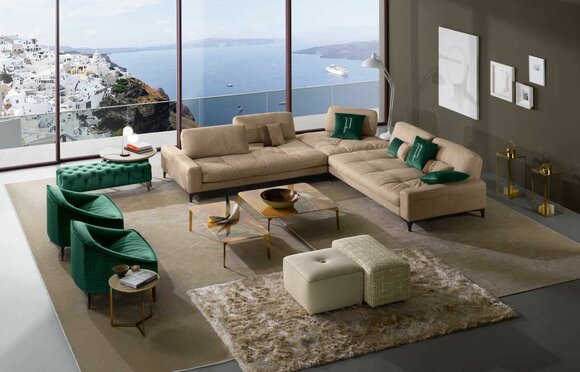 Leder L-Form Luxus Sofas Sofas Ecke Ecksofa Couch Italienische Möbel Prianera von JV Möbel