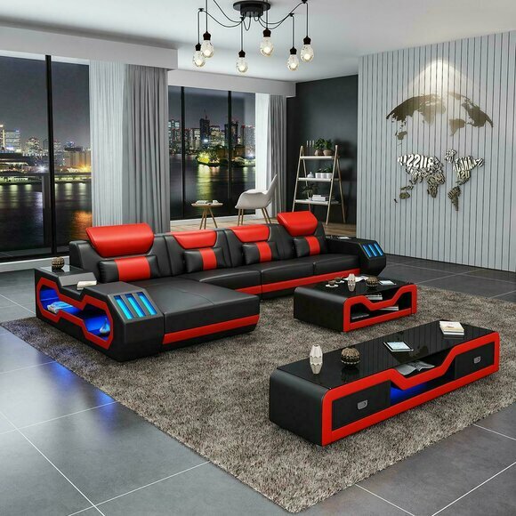 Leder Modern Couch Wohnlandschaft Ledersofa Sofagarnitur Sofa L-Form Couchtisch Leder Modern Couch Wohnlandschaft Ledersofa Sofagarnitur Sofa L-Form Couchtisch von JV Möbel