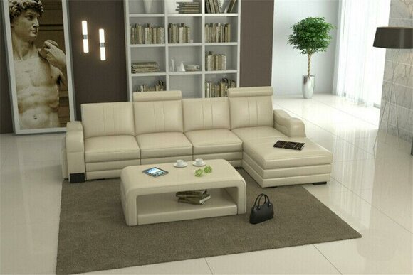 Leder Modern Couch Wohnlandschaft Ledersofa Sofagarnitur Sofa L-Form von JV Möbel