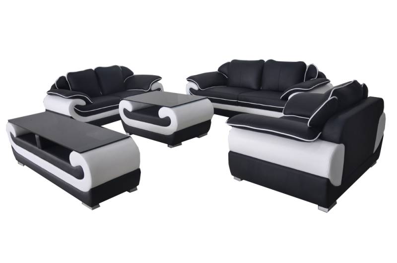 Leder Modern XXL Couch Wohnlandschaft Ledersofa Sofa Garnitur 3+2+1 D04 + Tisch von JV Möbel