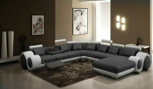 Leder Sofa Mit USB Couch XXL Wohnlandschaft Ledercouch Big Sofas Ecksofa von JV Möbel