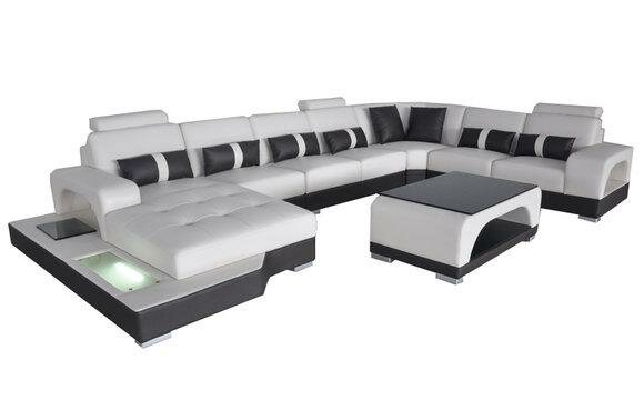 Leder Sofa Moderne Couch Polster Wohnlandschaft XXL Big Eck Couchen von JV Möbel