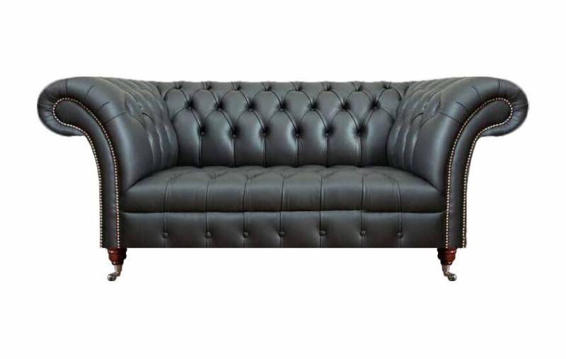 Leder Sofa Zweisitzer Couch Polstermöbel Polster Schwarz Möbel Chesterfield von JV Möbel