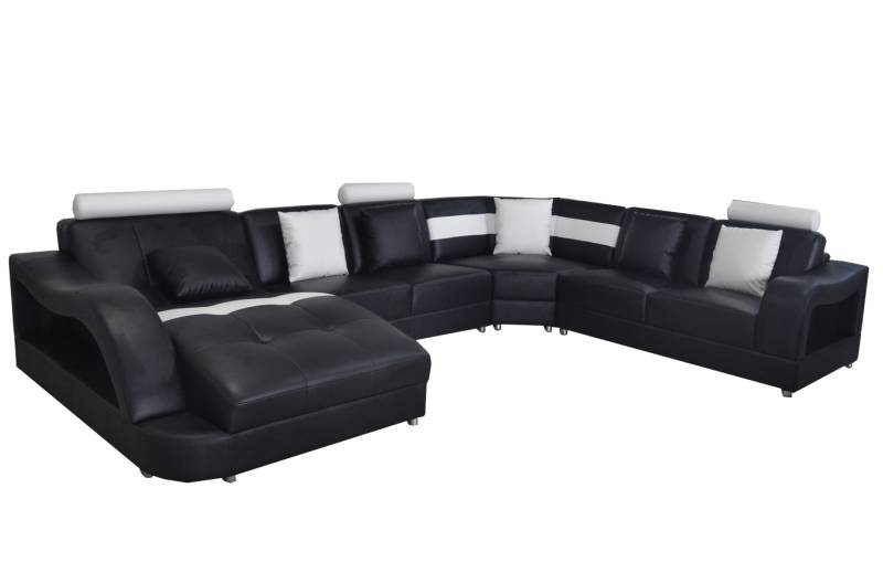 Leder Sofa mit USB Wohnlandschaft Eck Garnitur Design Modern Sofas UForm Couchen von JV Möbel