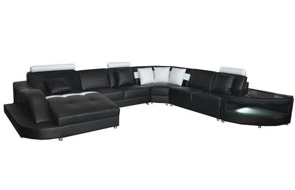 Leder Sofas Wohnlandschaft Eck Garnitur Design Modern Sofa U-Form +Tisch von JV Möbel
