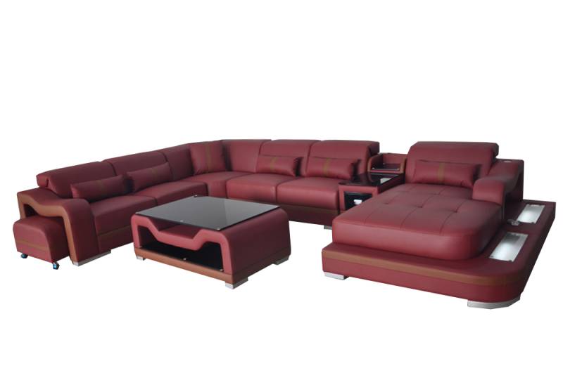 Leder Wohnlandschaft Garnitur Design Modern Ecke Sofa Couch U-Form G8027G Tisch Leder Wohnlandschaft Garnitur Design Modern Ecke Sofa Couch U-Form G8027G Tisch von JV Möbel