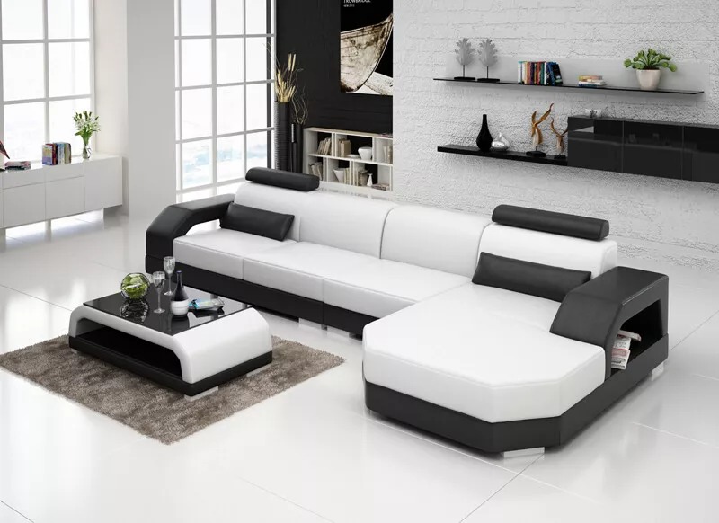 Ledersofa + USB Wohnlandschaft Ecksofa Eck Garnitur Design Couch Sofa Neu G8001C von JV Möbel