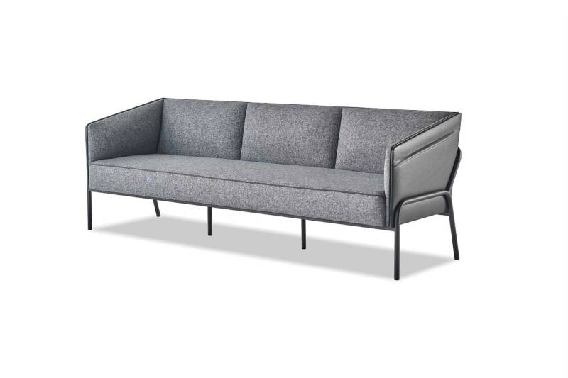 Ledersofa 3-Sitzer Grau Couch Modern Dreisitzig Textil Edelstahl Leder von JV Möbel