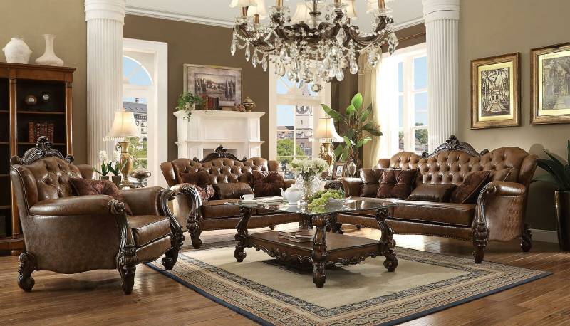 Ledersofa Barock Stil Rokoko Leder Sofa Couch Polster Sitz 3 Sitzer Dreisitzer von JV Möbel