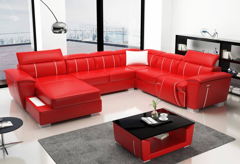 Ledersofa Couch Polster Designer Leder Sofas Sofa U-Form Couchen Wohnlandschaft von JV Möbel