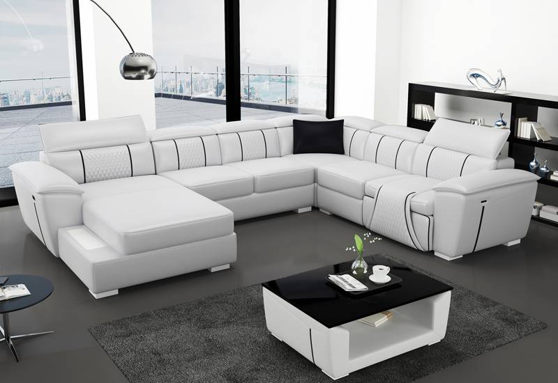 Ledersofa Couch Polster Weiß Leder Sofas Sofa U-Form Couchen Wohnlandschaft Ledersofa Couch Polster Weiß Leder Sofas Sofa U-Form Couchen Wohnlandschaft von JV Möbel