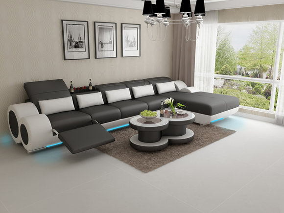 Ledersofa Couch Sofagarnitur Neu Ecksofa Eck Garnitur Design Modern von JV Moebel