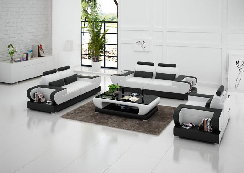 Ledersofa Couch Wohnlandschaft 3+2+1 Sitzer Garnitur Design Modern Sofa G8003D von JV Möbel