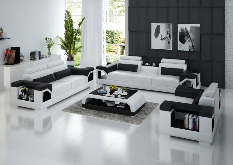 Ledersofa Couch Wohnlandschaft 3+2+1 Sitzer Garnitur Design Modern Sofa mit USB von JV Möbel