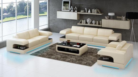 Ledersofa Couch Wohnlandschaft 3+2+1 Sofagarnitur Neu Design Modern von JV Moebel