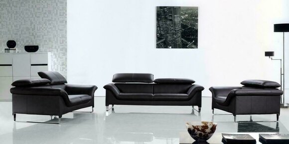 Ledersofa Couch Wohnlandschaft 3+2 Sitzer Garnitur Design Modern Sofa von JV Möbel