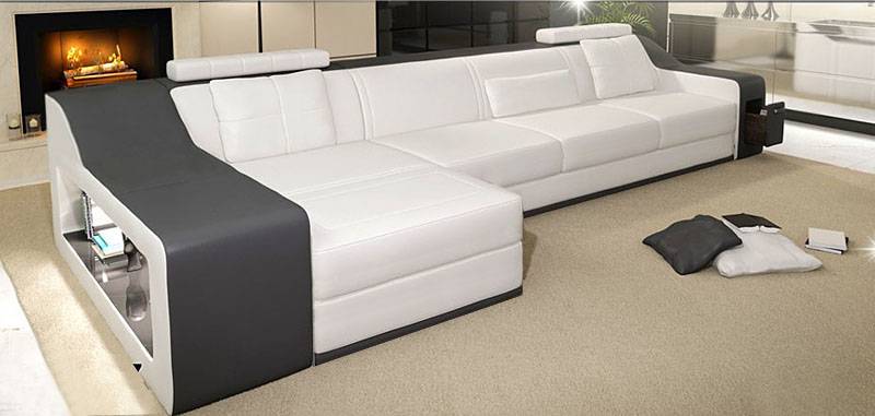 Ledersofa Couch Wohnlandschaft Ecksofa Eck Garnitur Design Modern Sofa B2017B von JV Möbel