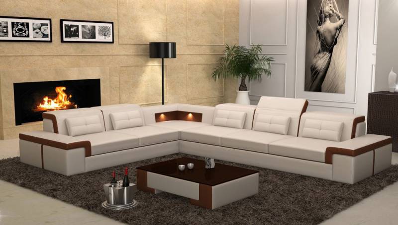 Ledersofa Couch Wohnlandschaft Ecksofa Eck Garnitur Design Modern Sofa B2021 von JV Möbel
