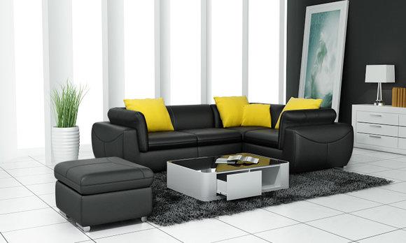 Ledersofa Couch Wohnlandschaft Ecksofa Eck Garnitur Design Modern Sofa F_3014C von JV Möbel