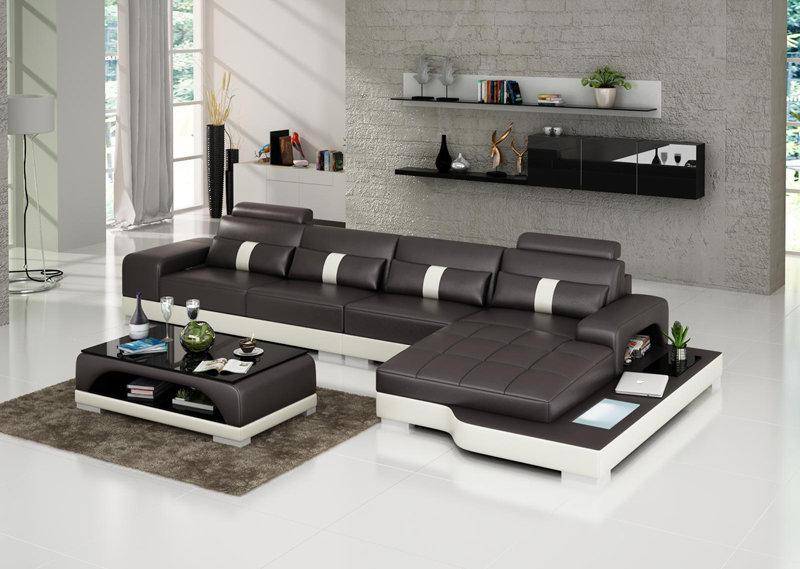 Ledersofa Couch Wohnlandschaft Ecksofa Eck Garnitur Design Modern Sofa G8015C von JV Moebel