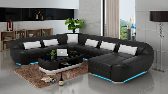 Ledersofa Couch Wohnlandschaft Ecksofa Eck Garnitur Design Modern Sofa G8022 Ledersofa Couch Wohnlandschaft Ecksofa Eck Garnitur Design Modern Sofa G8022 von JV Moebel