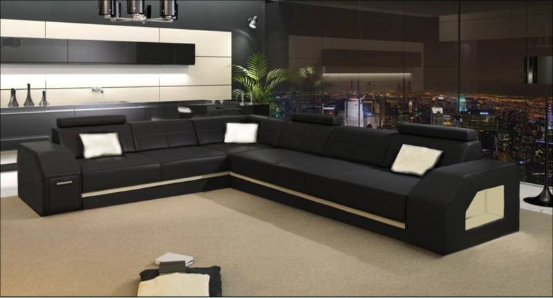 Ledersofa Couch Wohnlandschaft Ecksofa Eck Garnitur Design Modern Sofa mit USB von JV Möbel