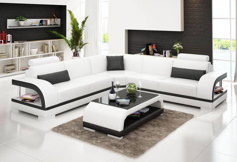 Ledersofa Couch Wohnlandschaft Ecksofa Eck Garnitur Design Modern Sofa von JV Moebel