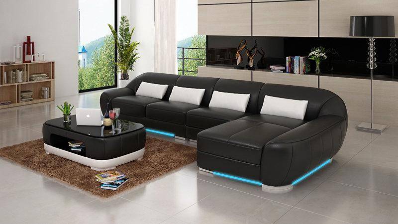 Ledersofa Couch Wohnlandschaft Ecksofa Eck Garnitur Design Modern Sofa von JV Moebel