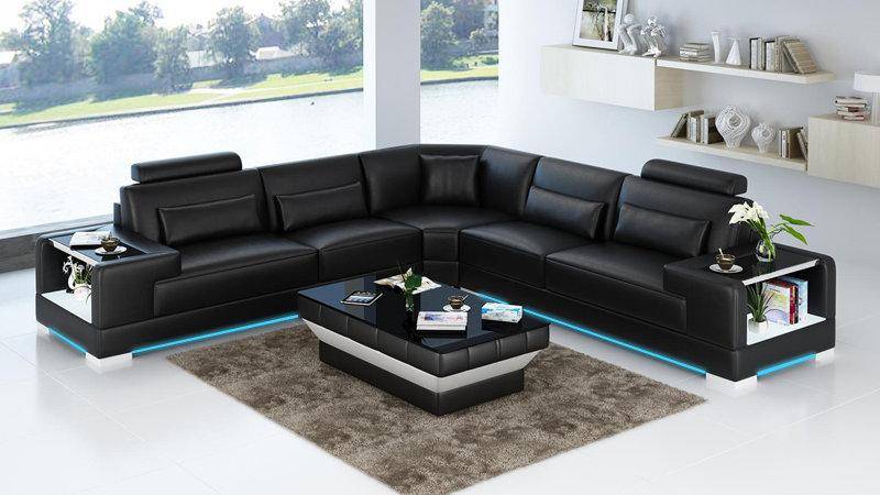 Ledersofa Couch Wohnlandschaft Ecksofa Eck Garnitur Design Modern Sofa von JV Moebel